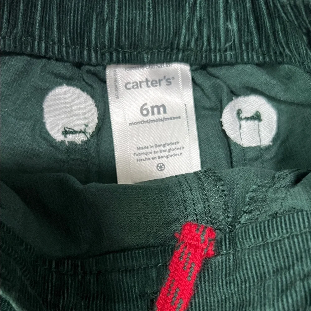 Carter's Hunter Green and White Plaid Shirt with corduroy joggers